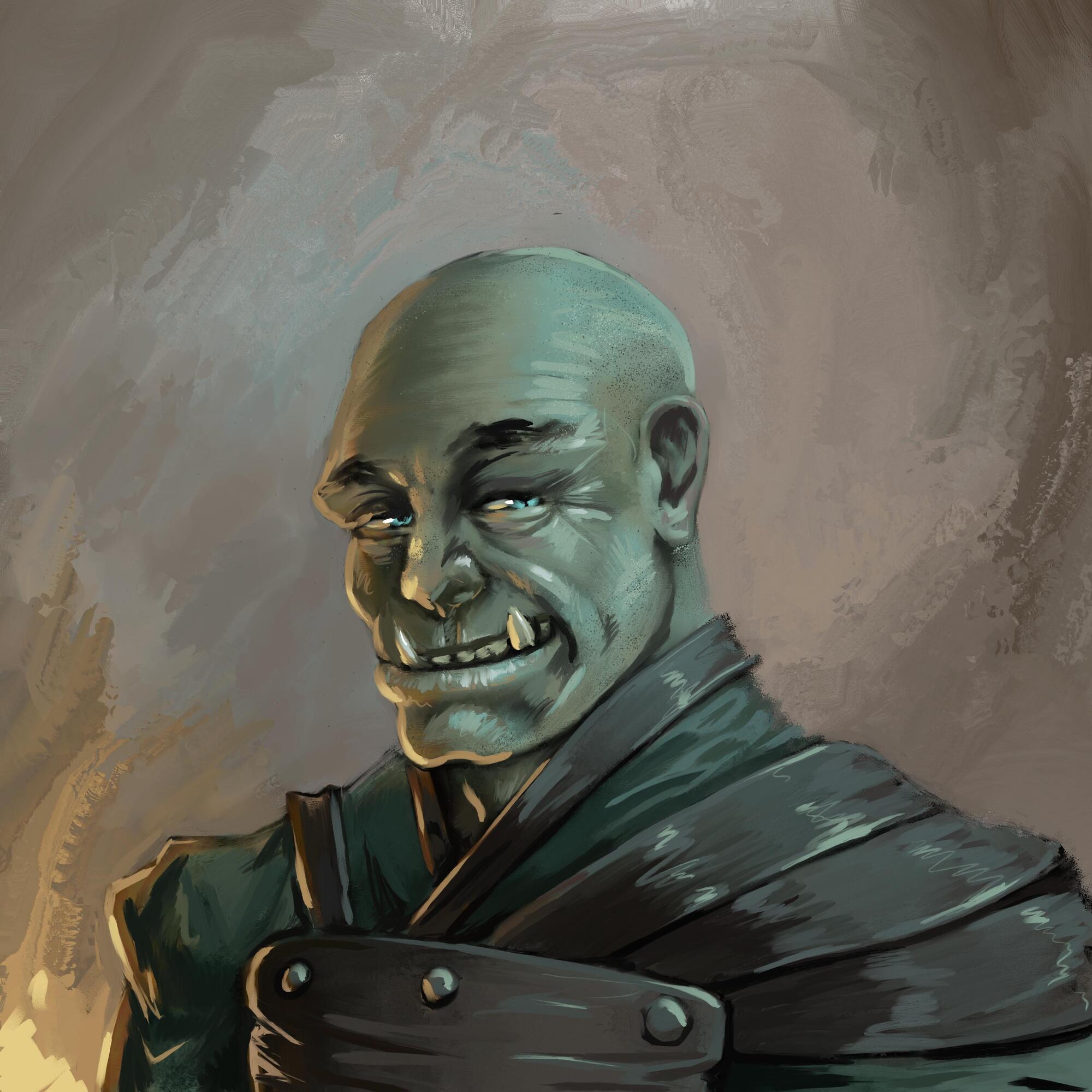 A half-orc painted in Corel Painter